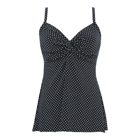 NWT Miraclesuit | Black White Polkadot Pin Point Roswell Tankini Top 10 - Picture 4 of 7